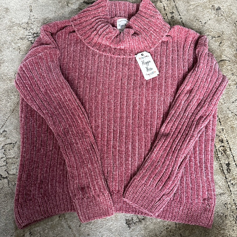 Hippie Rose Pink Chunky Knit Turtleneck Sweater